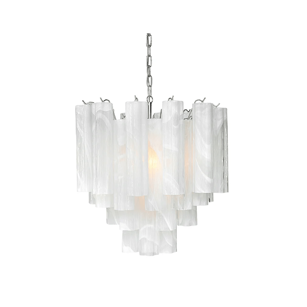 Aurora Chandelier Frosted Glass Tubes Layered Minimalist - Blowlighting