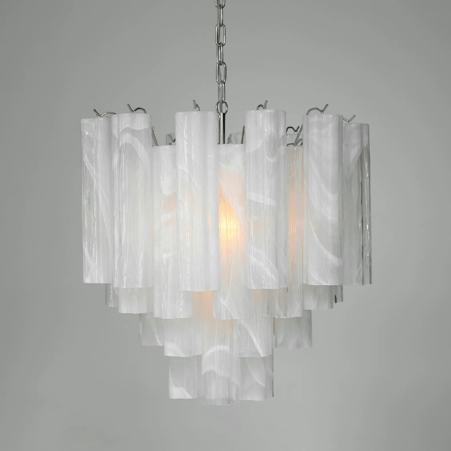 Aurora Chandelier Frosted Glass Tubes Layered Minimalist - Blowlighting