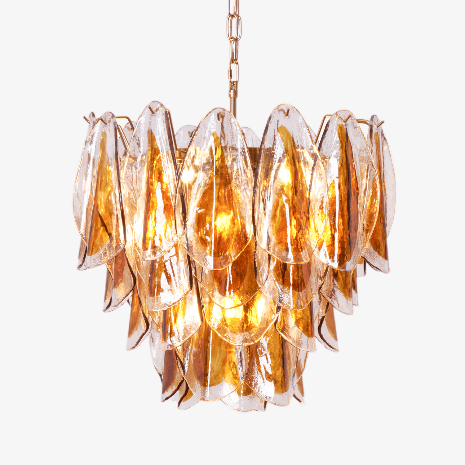 Aurora Chandelier Amber Leaf Glass Layered Organic Warmth - Blowlighting