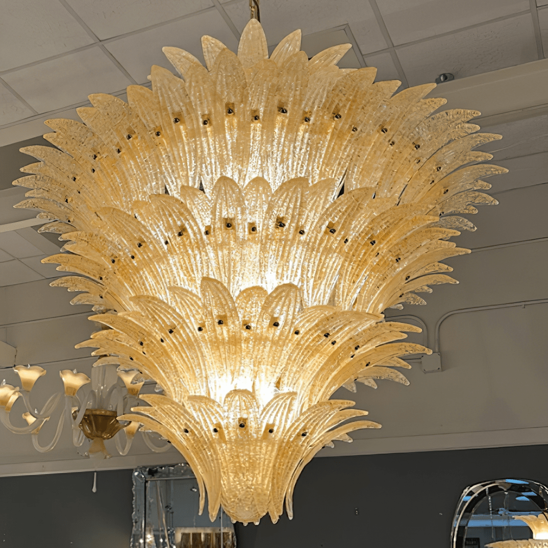 Aurora Chandelier Murano Glass Palmette Leaf Tiered - Blowlighting