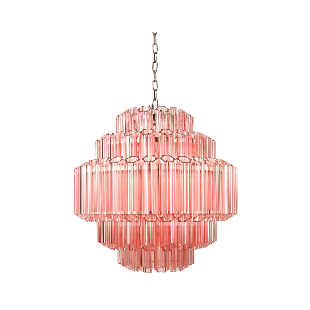 Aurora Chandelier Pink Glass Tube Layered Diamond - Blowlighting