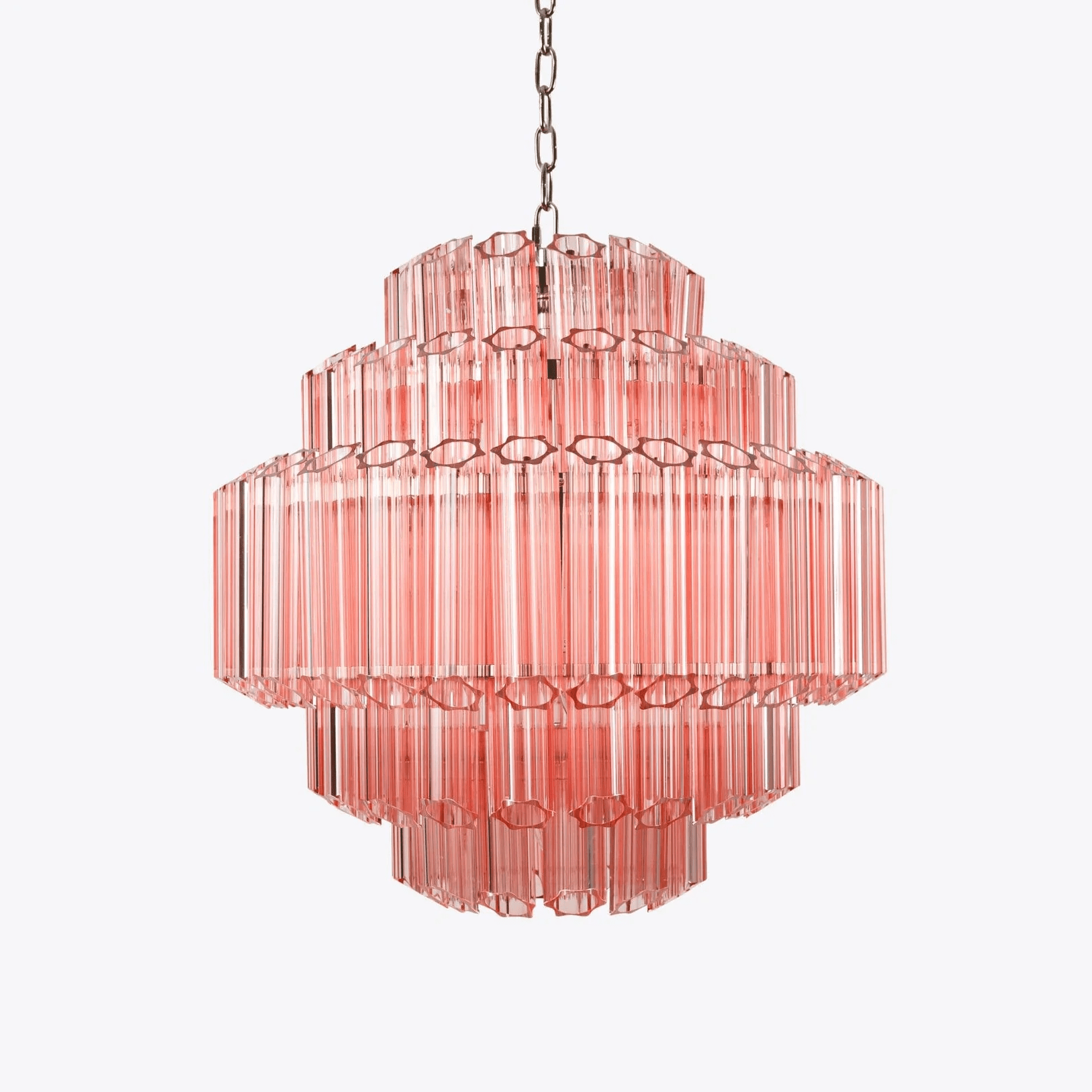 Aurora Chandelier Pink Glass Tube Layered Diamond - Blowlighting