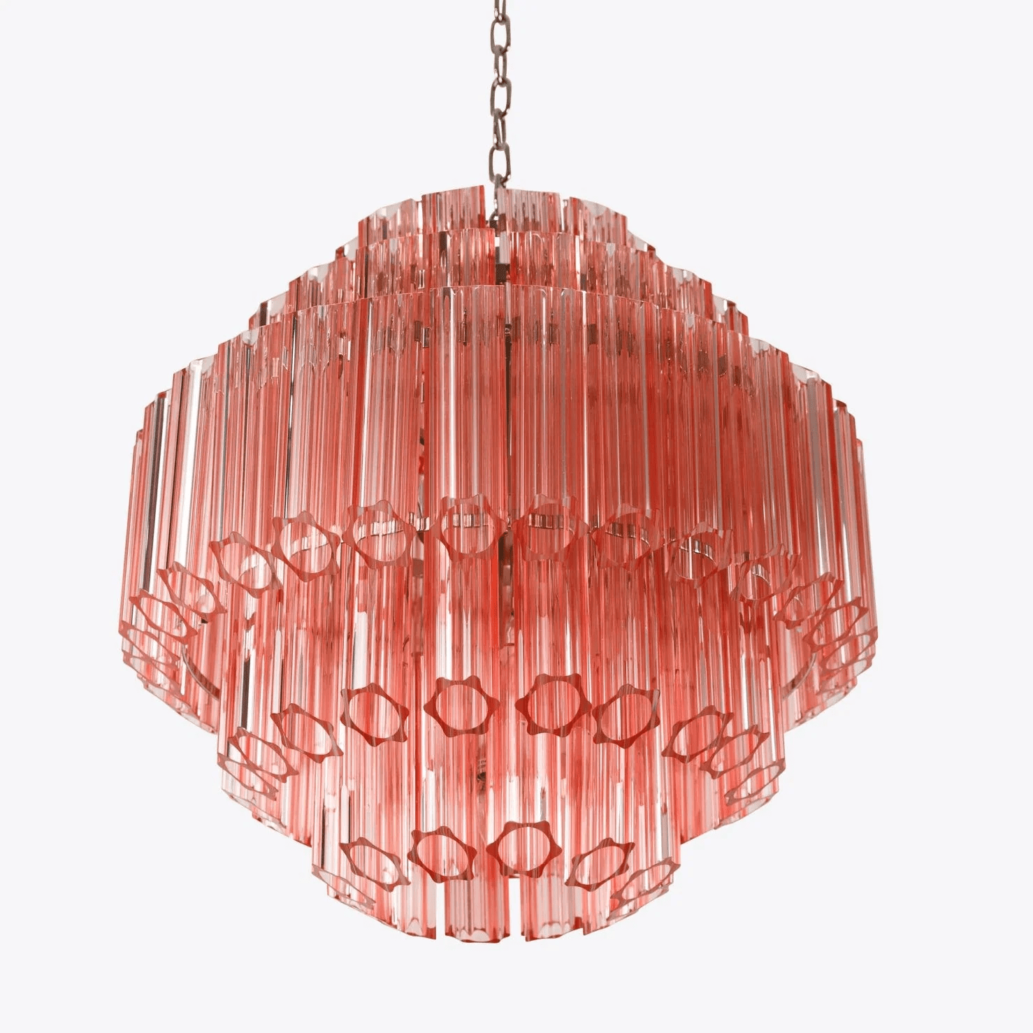 Aurora Chandelier Pink Glass Tube Layered Diamond - Blowlighting
