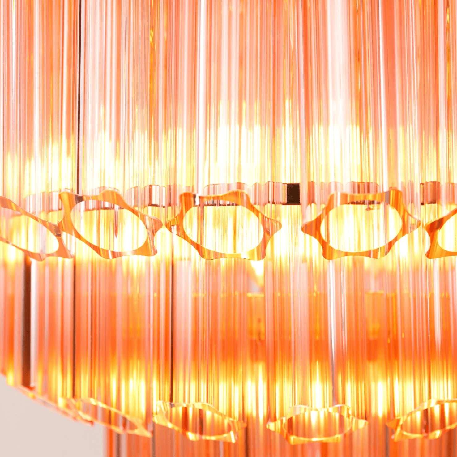 Aurora Chandelier Pink Glass Tube Layered Diamond - Blowlighting