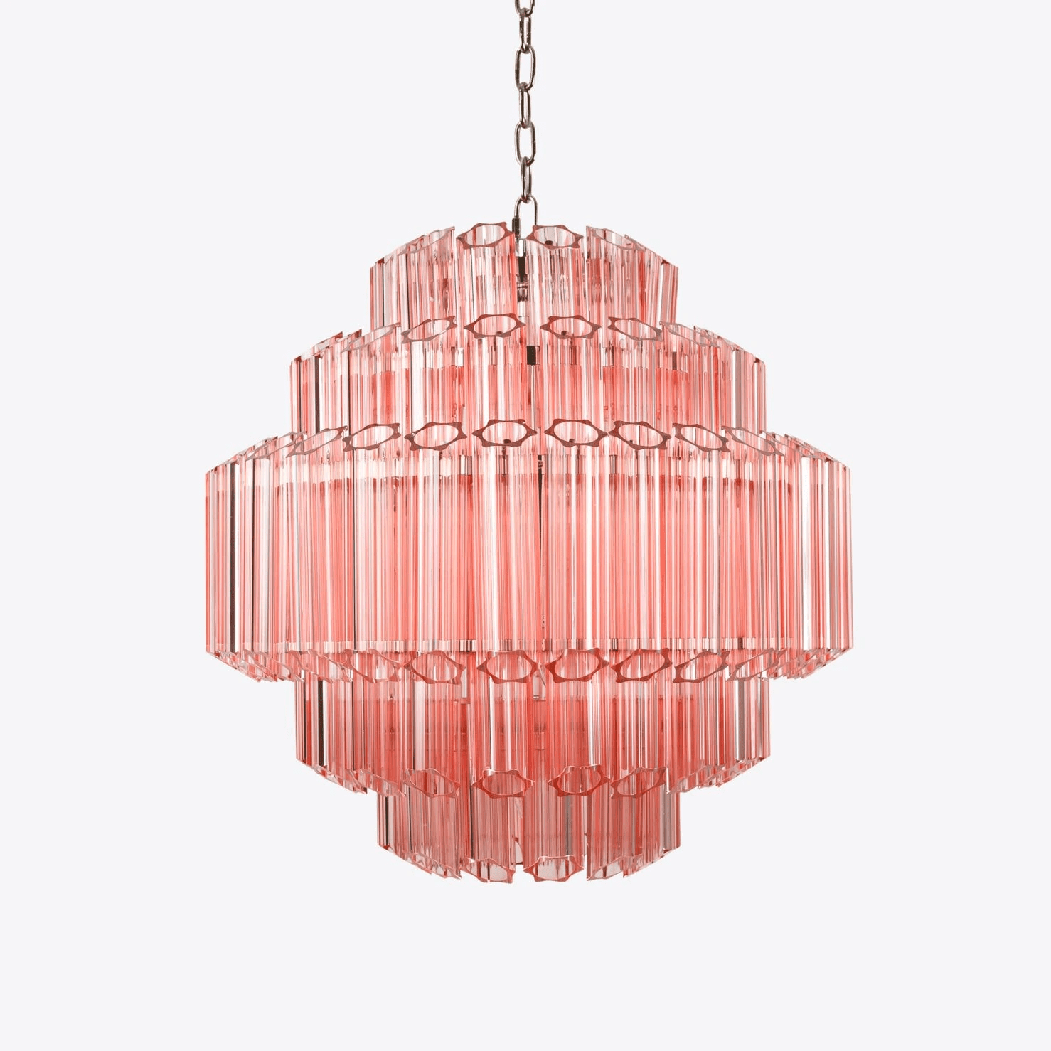 Aurora Chandelier Pink Glass Tube Layered Diamond - Blowlighting