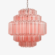 Aurora Chandelier Pink Glass Tube Layered Diamond - Blowlighting