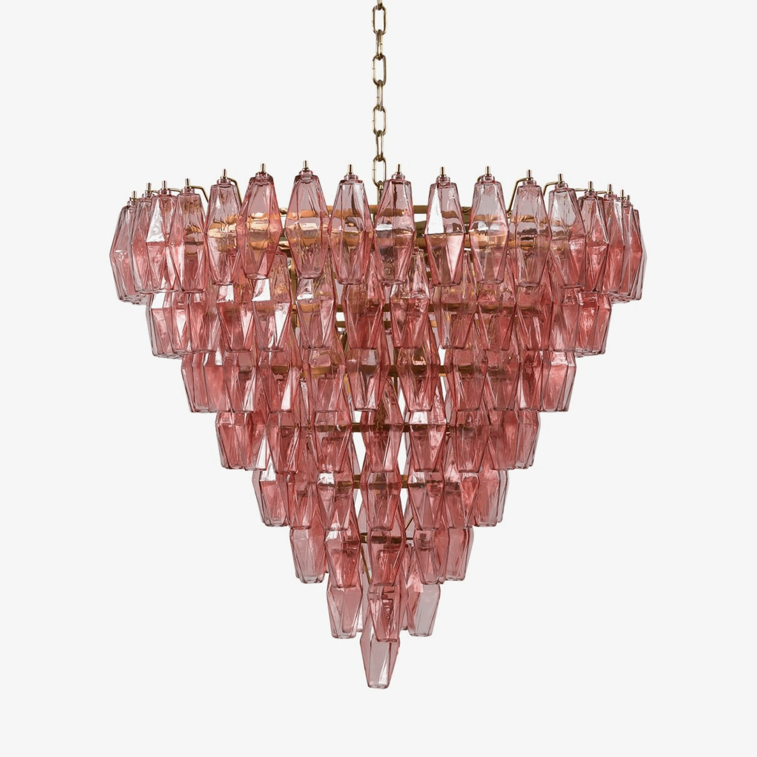 Aurora Chandelier Pink Faceted Glass Layered Vintage - Blowlighting