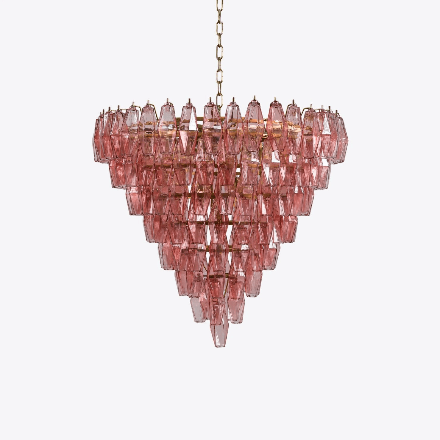 Aurora Chandelier Pink Faceted Glass Layered Vintage - Blowlighting