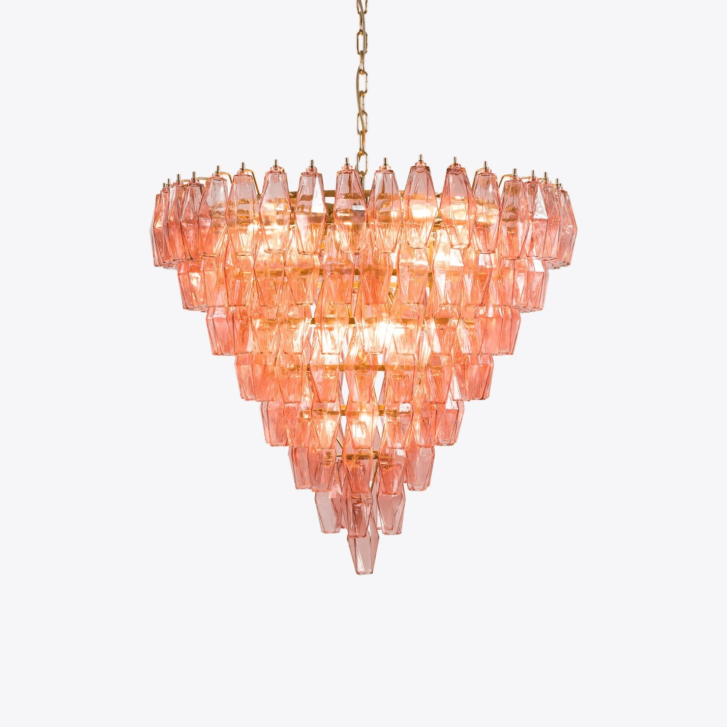 Aurora Chandelier Pink Faceted Glass Layered Vintage - Blowlighting