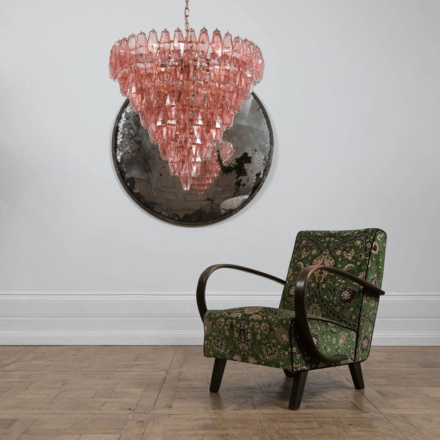 Aurora Chandelier Pink Faceted Glass Layered Vintage - Blowlighting