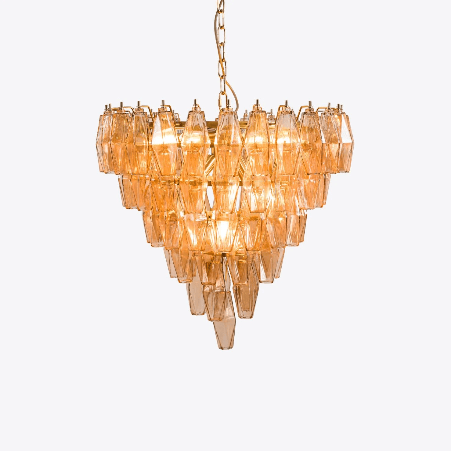 Aurora Chandelier Pink Faceted Glass Layered Vintage - Blowlighting