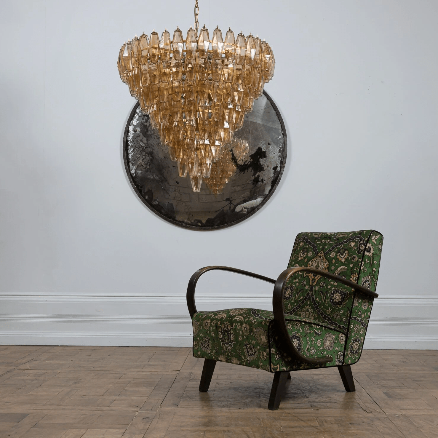 Aurora Chandelier Pink Faceted Glass Layered Vintage - Blowlighting