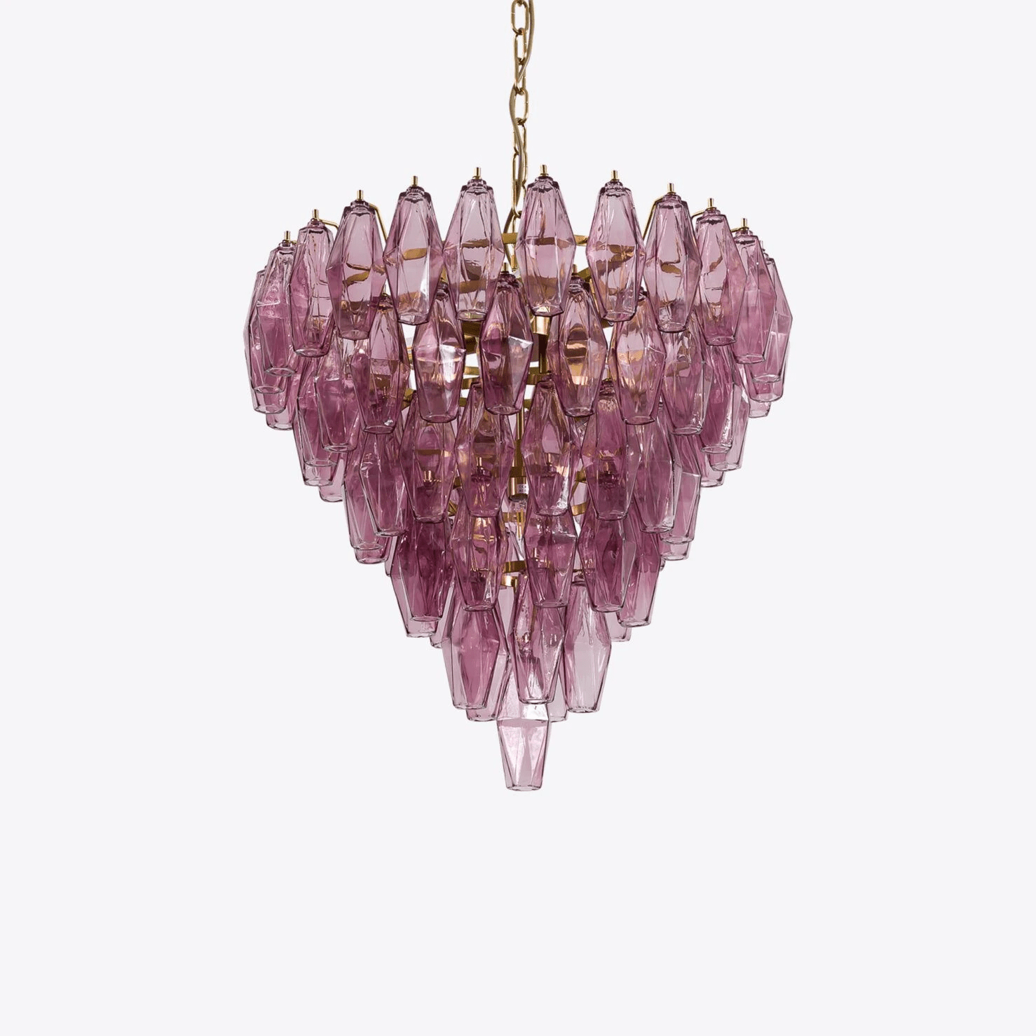 Aurora Chandelier Pink Faceted Glass Layered Vintage - Blowlighting