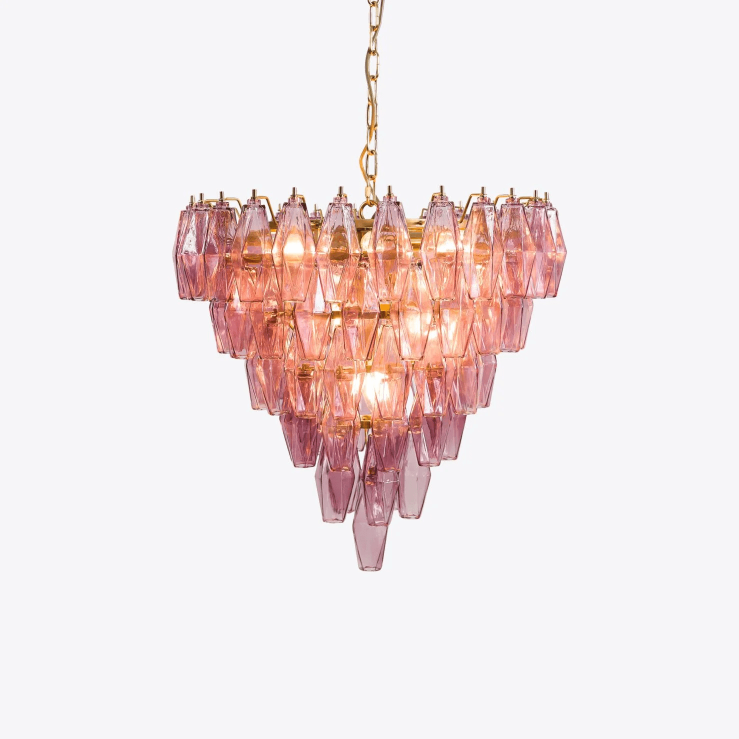 Aurora Chandelier Pink Faceted Glass Layered Vintage - Blowlighting