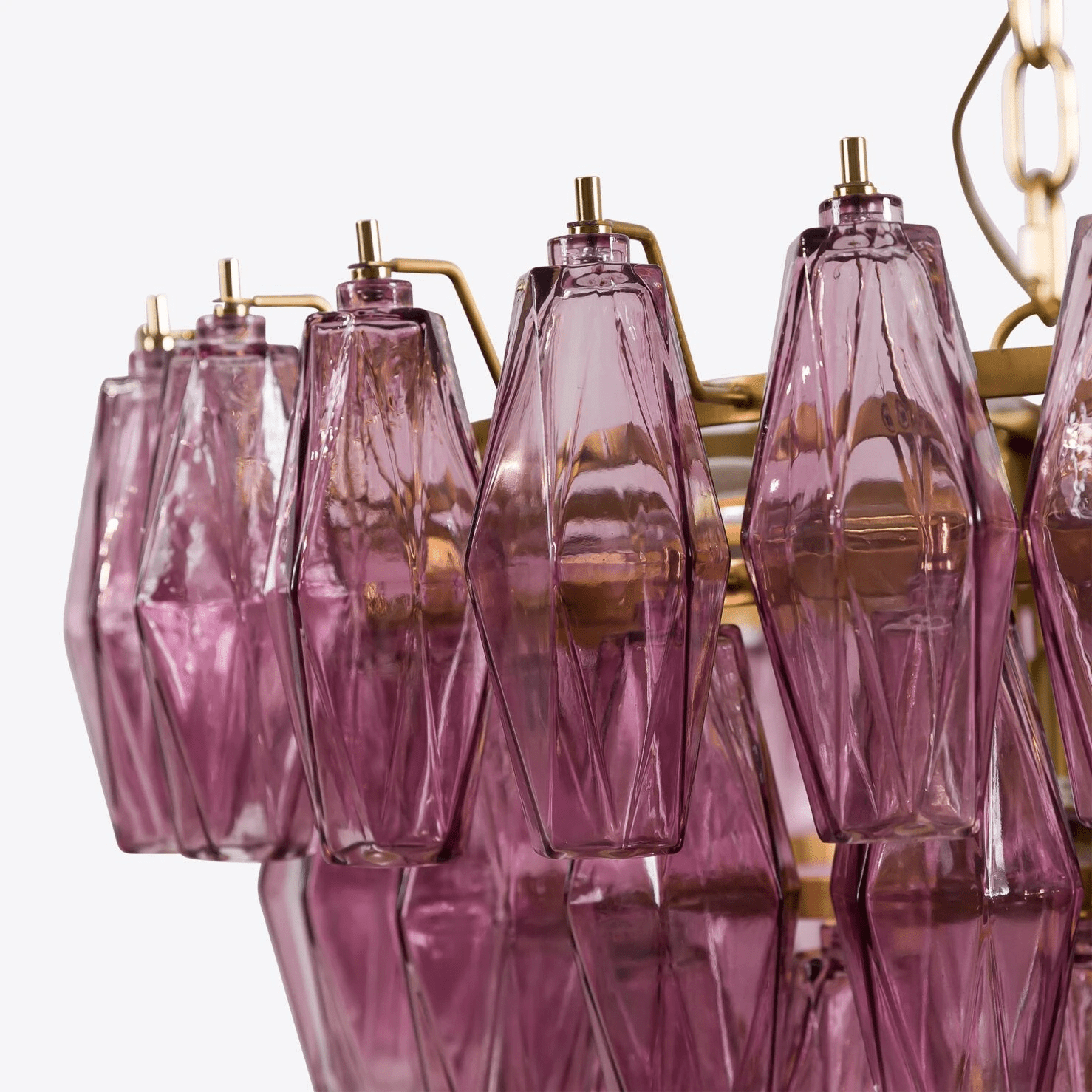 Aurora Chandelier Pink Faceted Glass Layered Vintage - Blowlighting