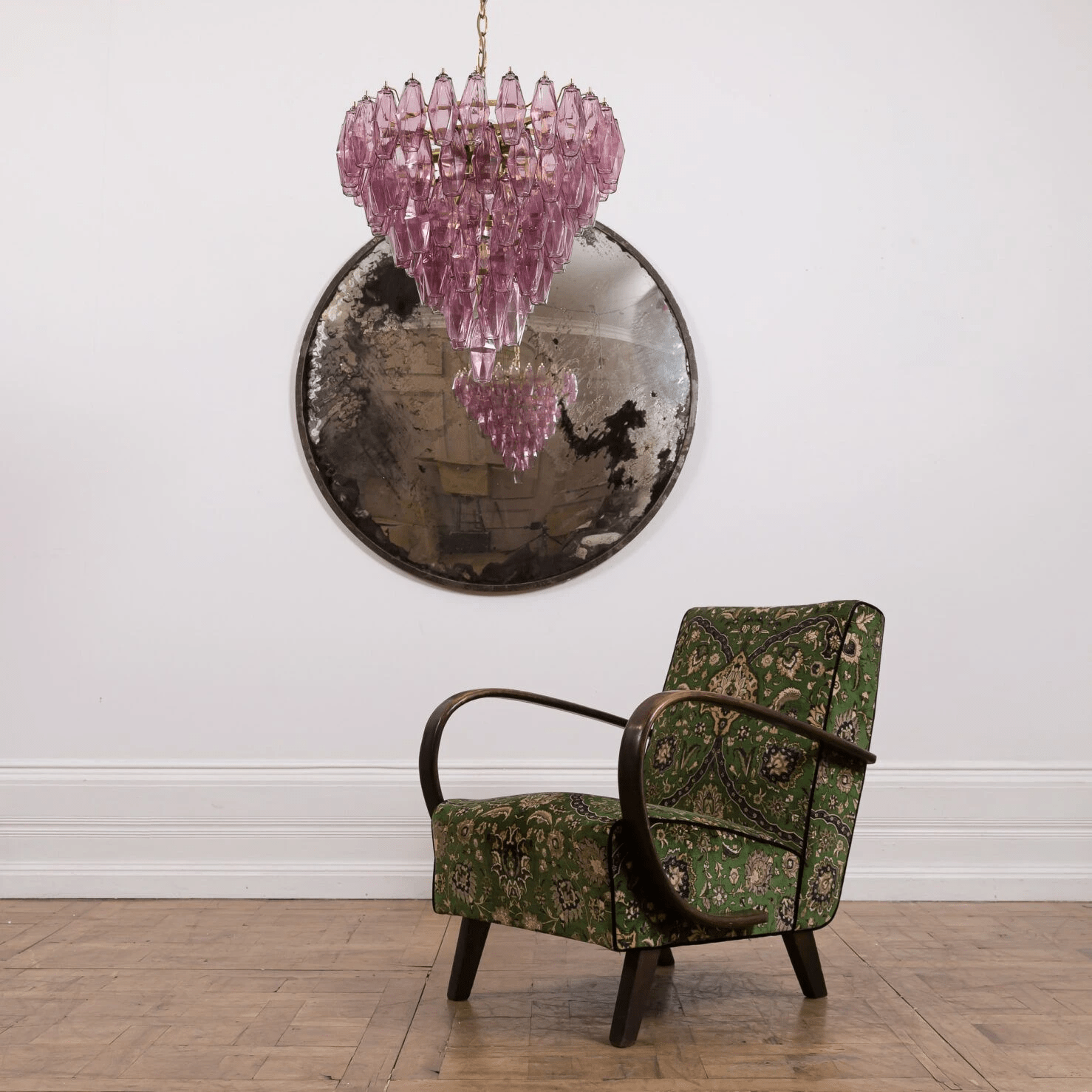 Aurora Chandelier Pink Faceted Glass Layered Vintage - Blowlighting