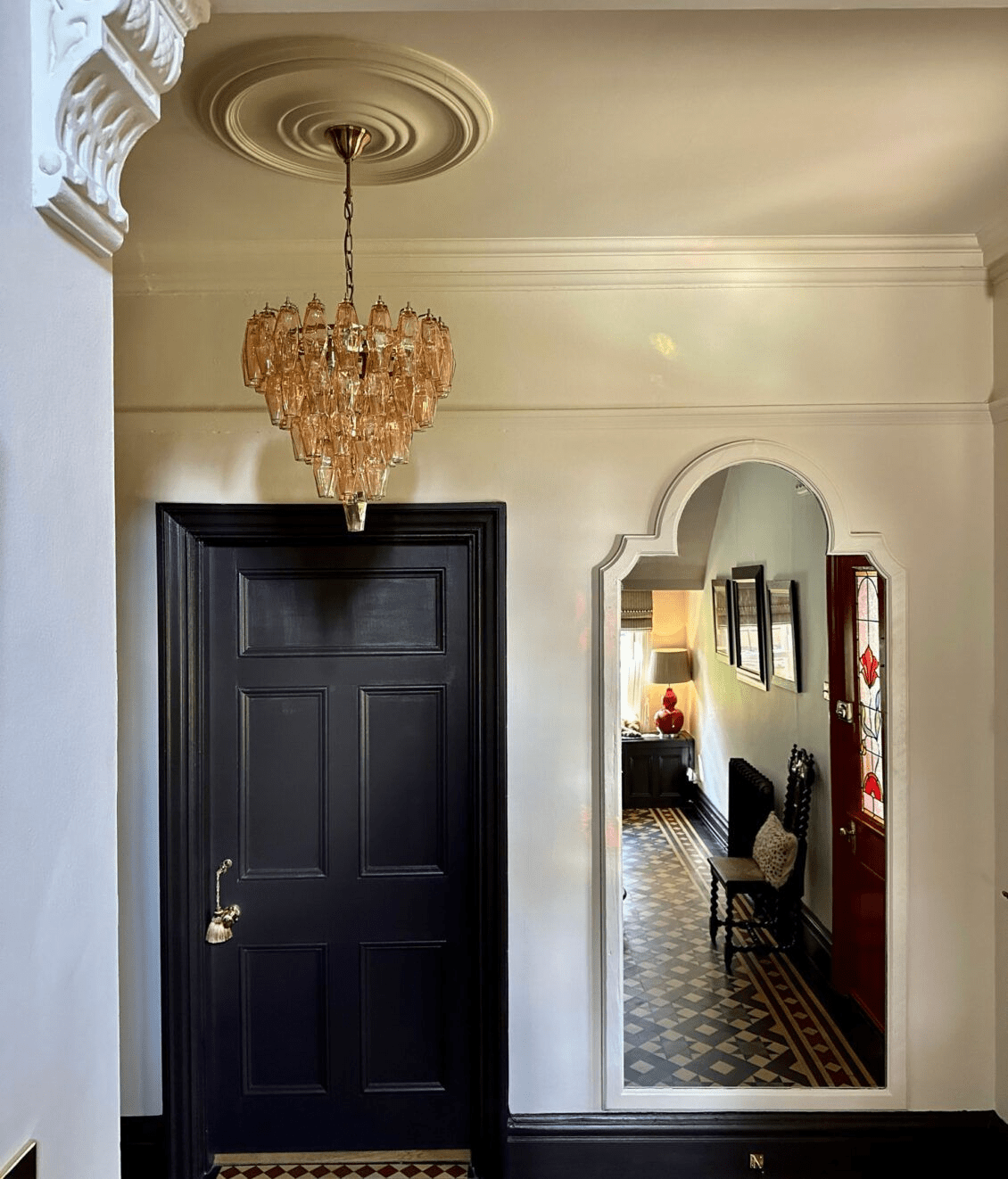 Aurora Chandelier Pink Faceted Glass Layered Vintage - Blowlighting