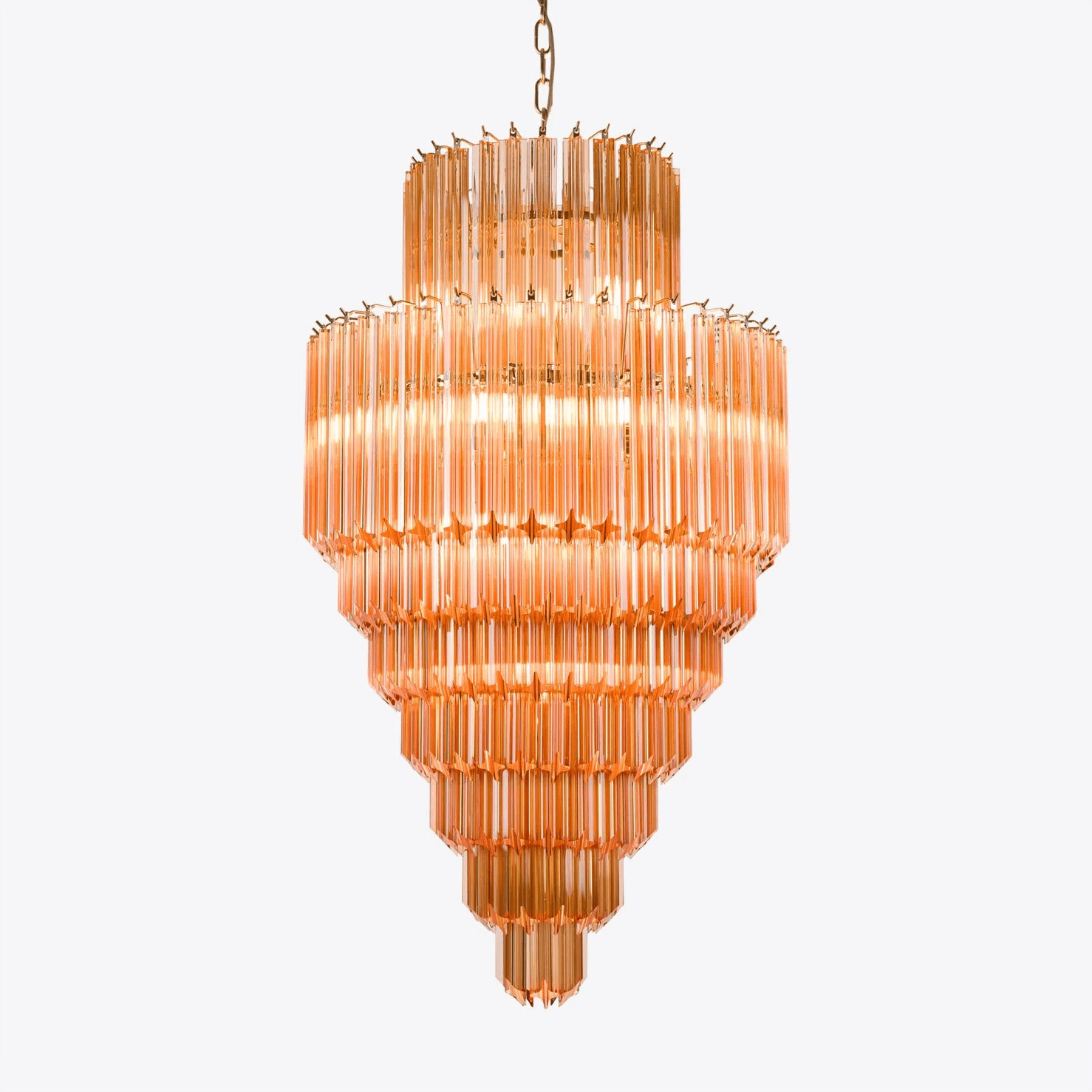 Aurora Chandelier Amber Diamond Glass Layered Retro - Blowlighting