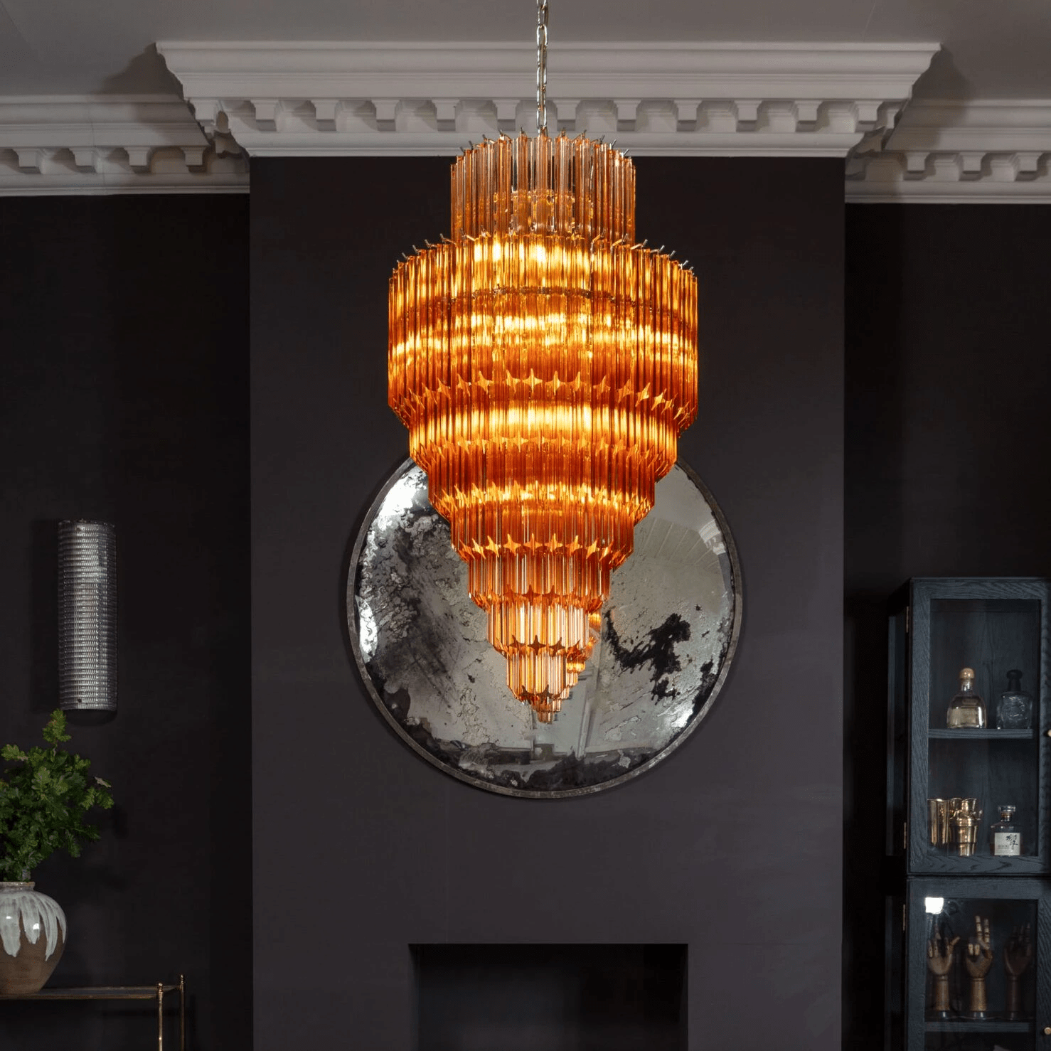 Aurora Chandelier Amber Diamond Glass Layered Retro - Blowlighting