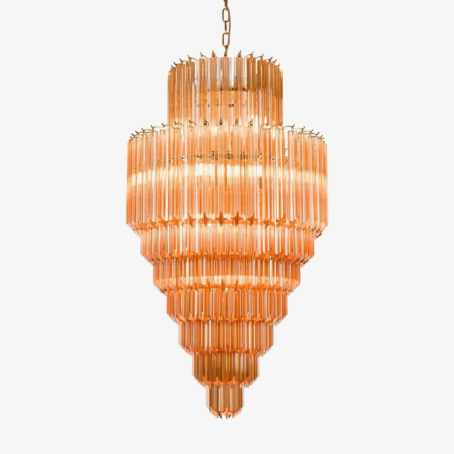 Aurora Chandelier Amber Diamond Glass Layered Retro - Blowlighting