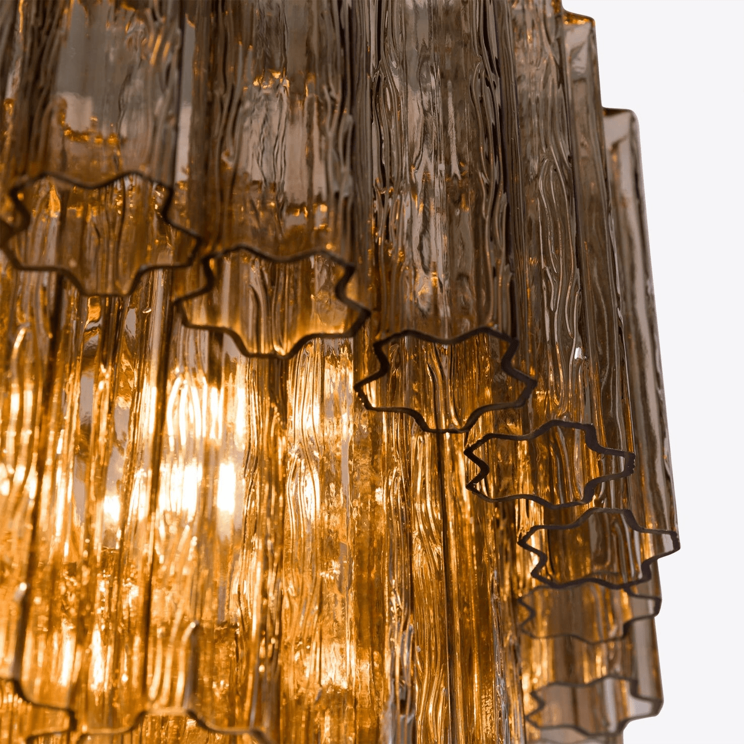 Aurora Chandelier Five Tier Fluted Glass Grande Mid Century - Blowlighting