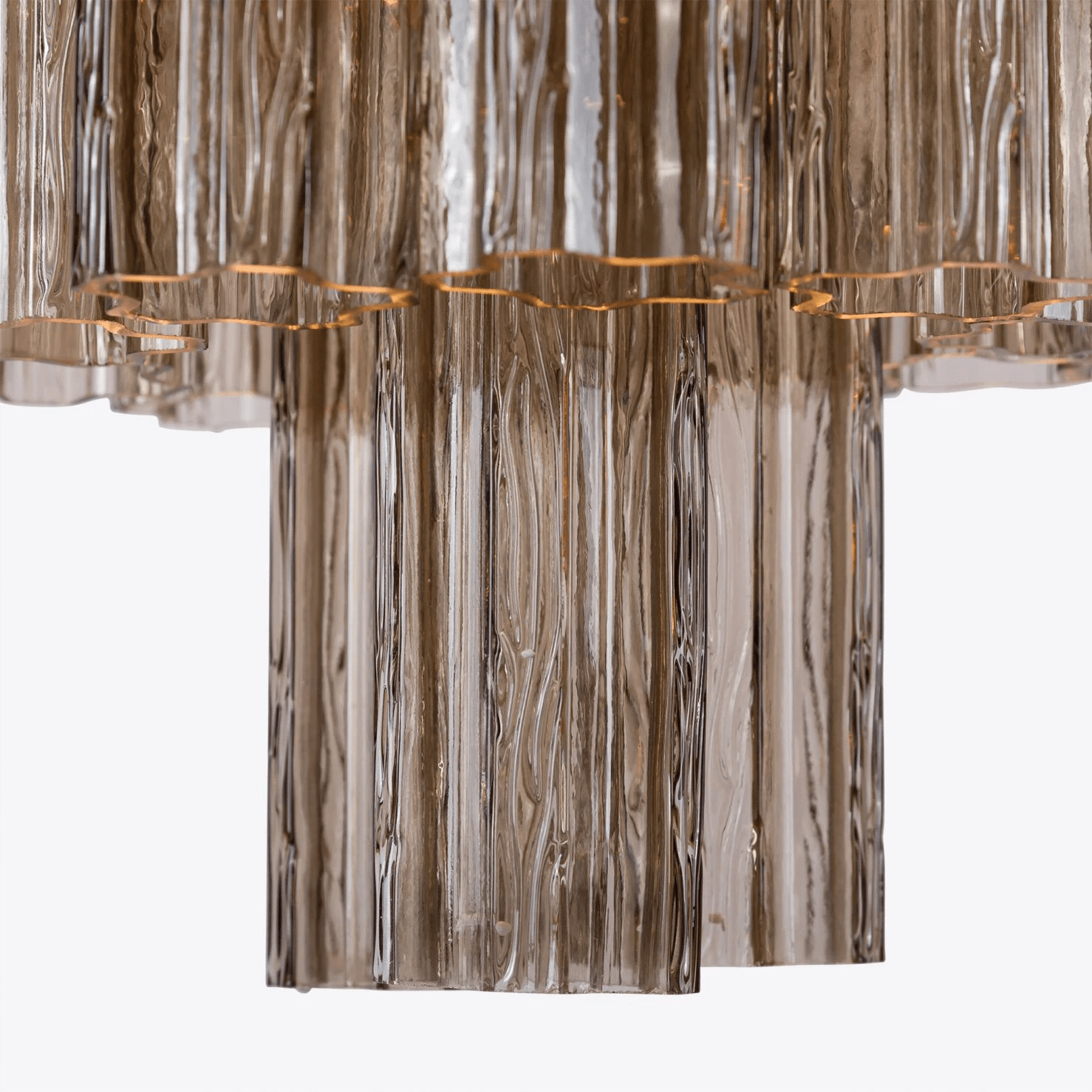 Aurora Chandelier Five Tier Fluted Glass Grande Mid Century - Blowlighting