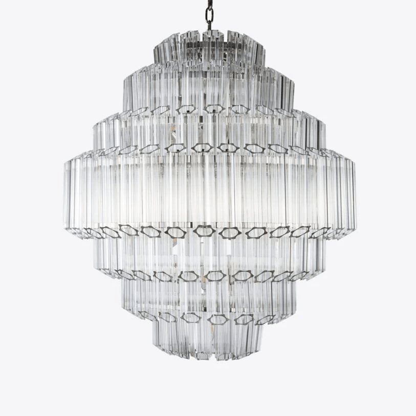 Aurora Chandelier Clear Glass Tube Layered Grande Vintage - Blowlighting