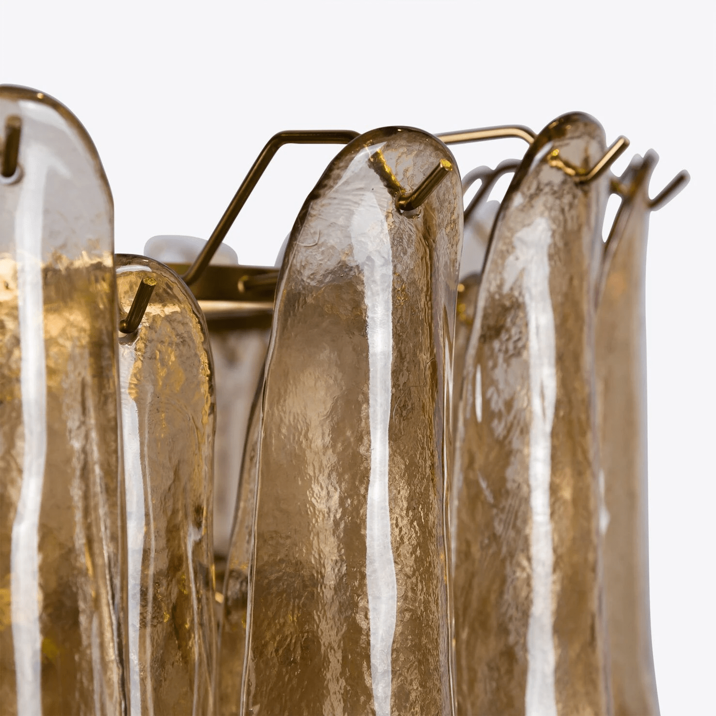 Aurora Chandelier Amber Murano Glass Petal Mid Century - Blowlighting