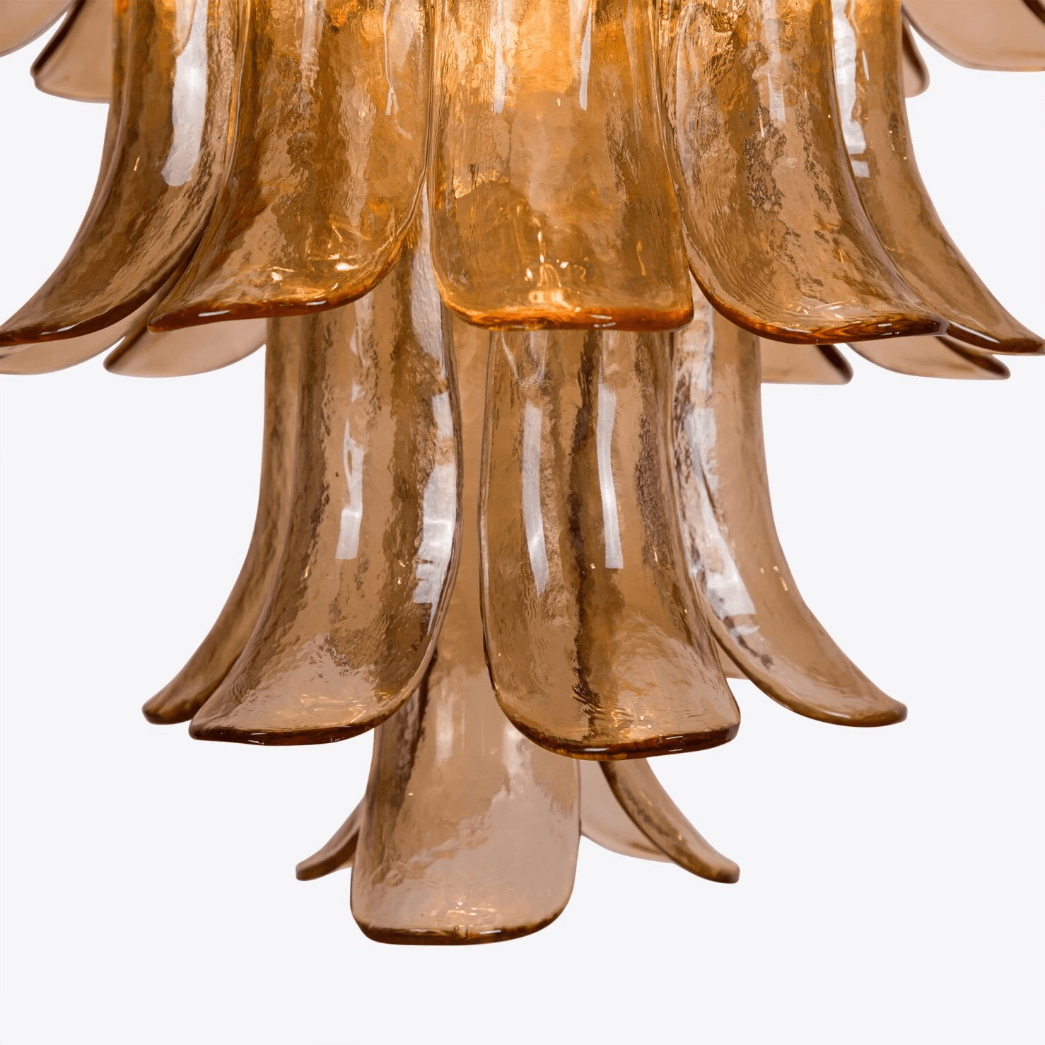 Aurora Chandelier Amber Murano Glass Petal Mid Century - Blowlighting