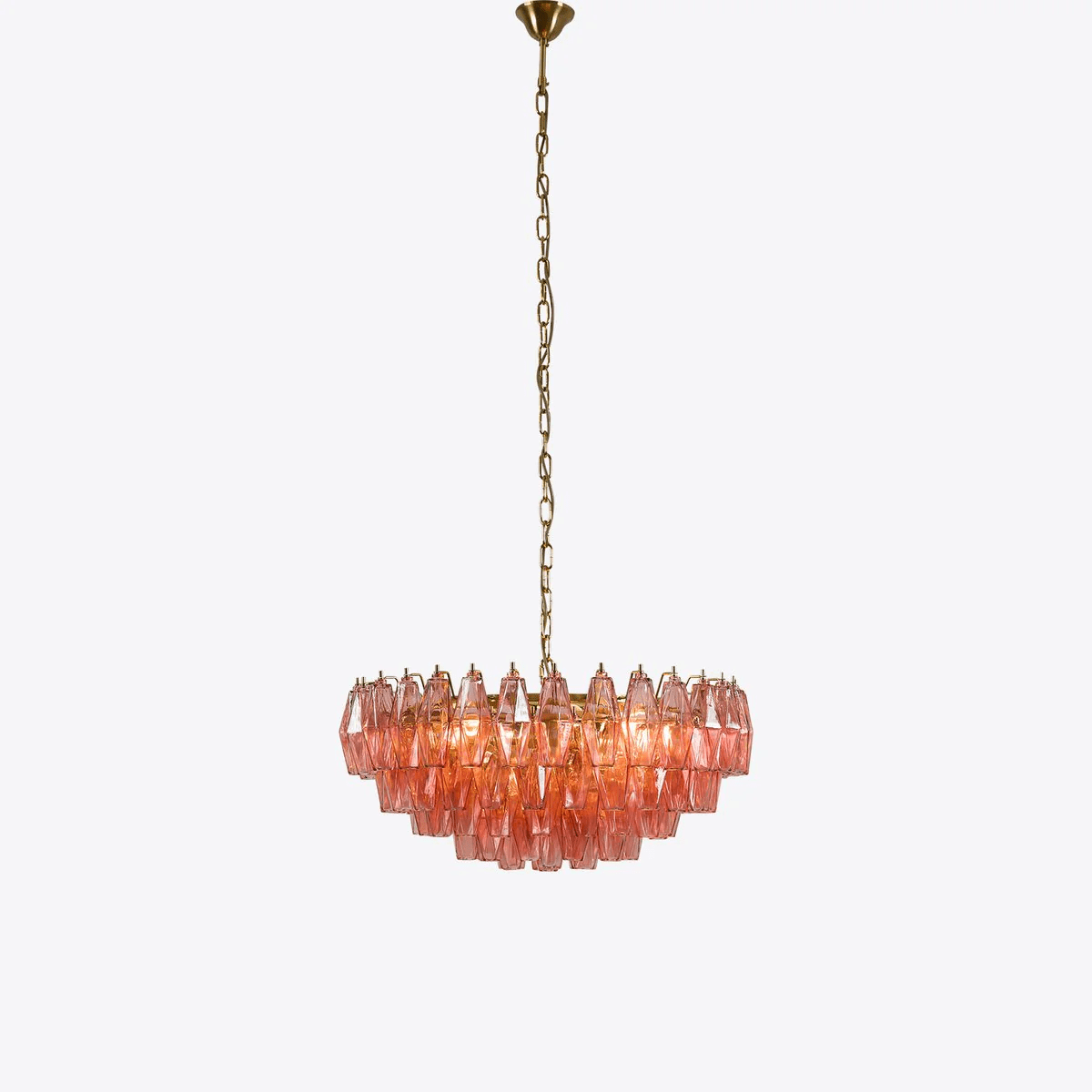 Aurora Chandelier Pink Polygon Glass Tiered Modern Artistic - Blowlighting