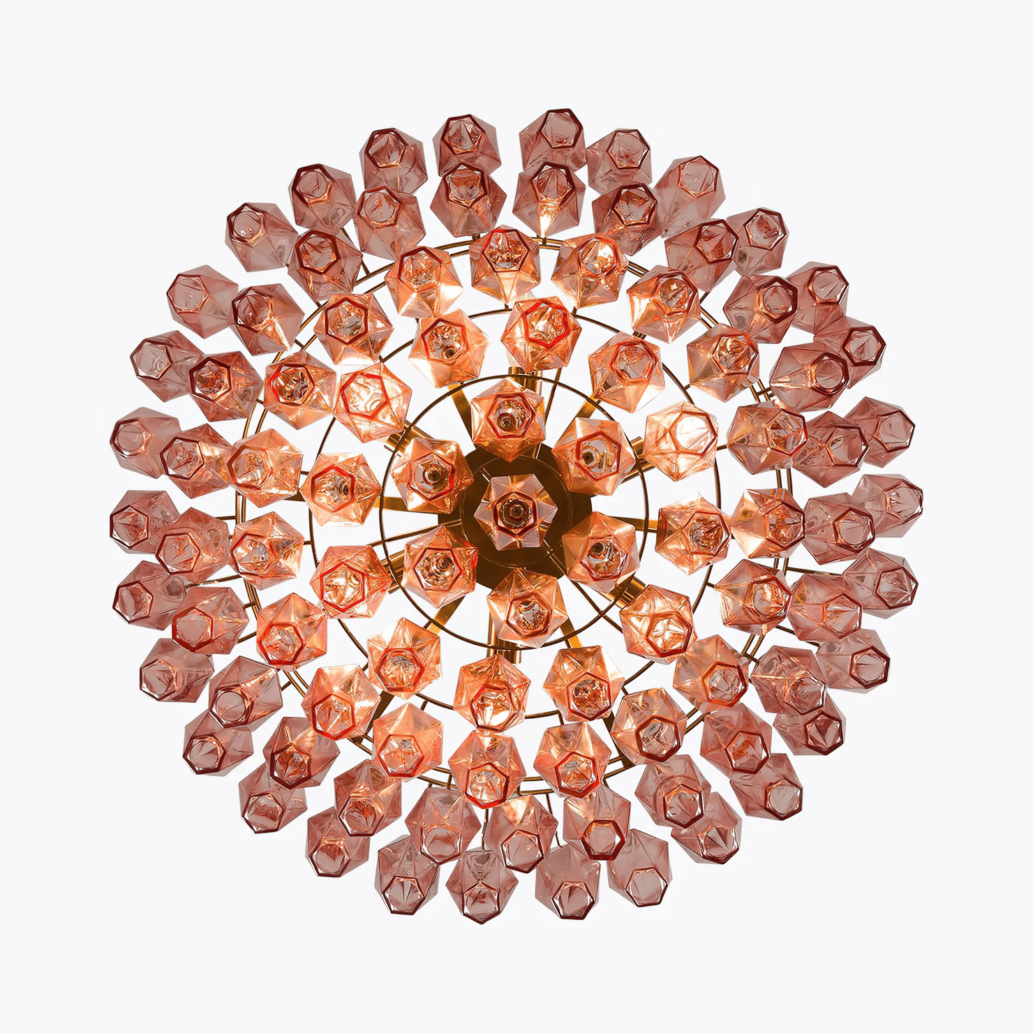 Aurora Chandelier Pink Polygon Glass Tiered Modern Artistic - Blowlighting