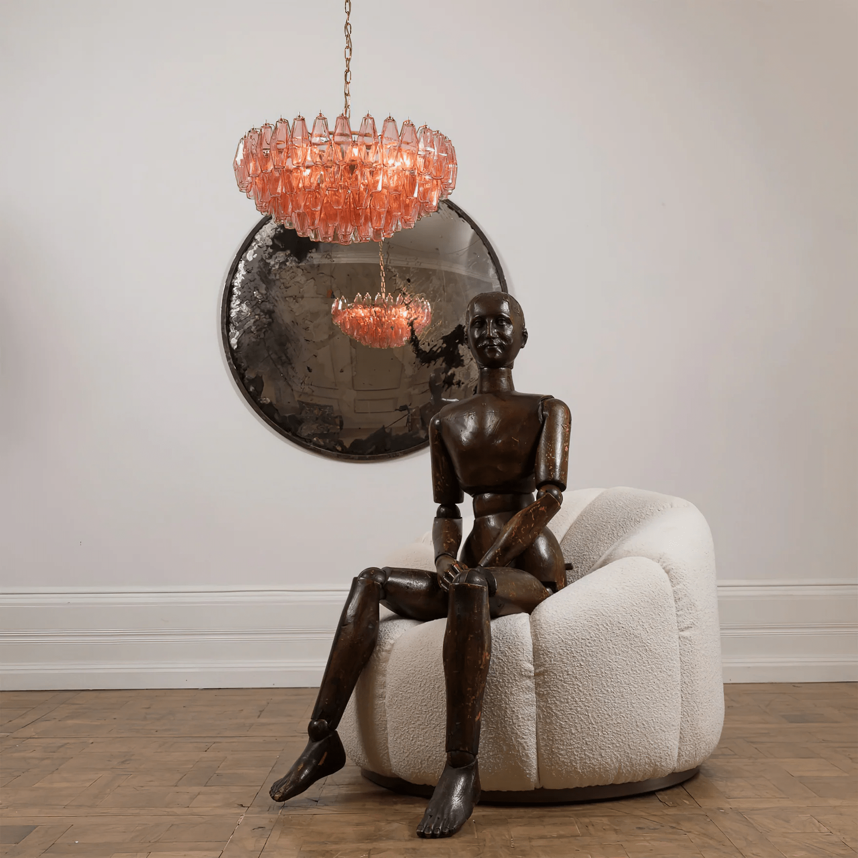 Aurora Chandelier Pink Polygon Glass Tiered Modern Artistic - Blowlighting