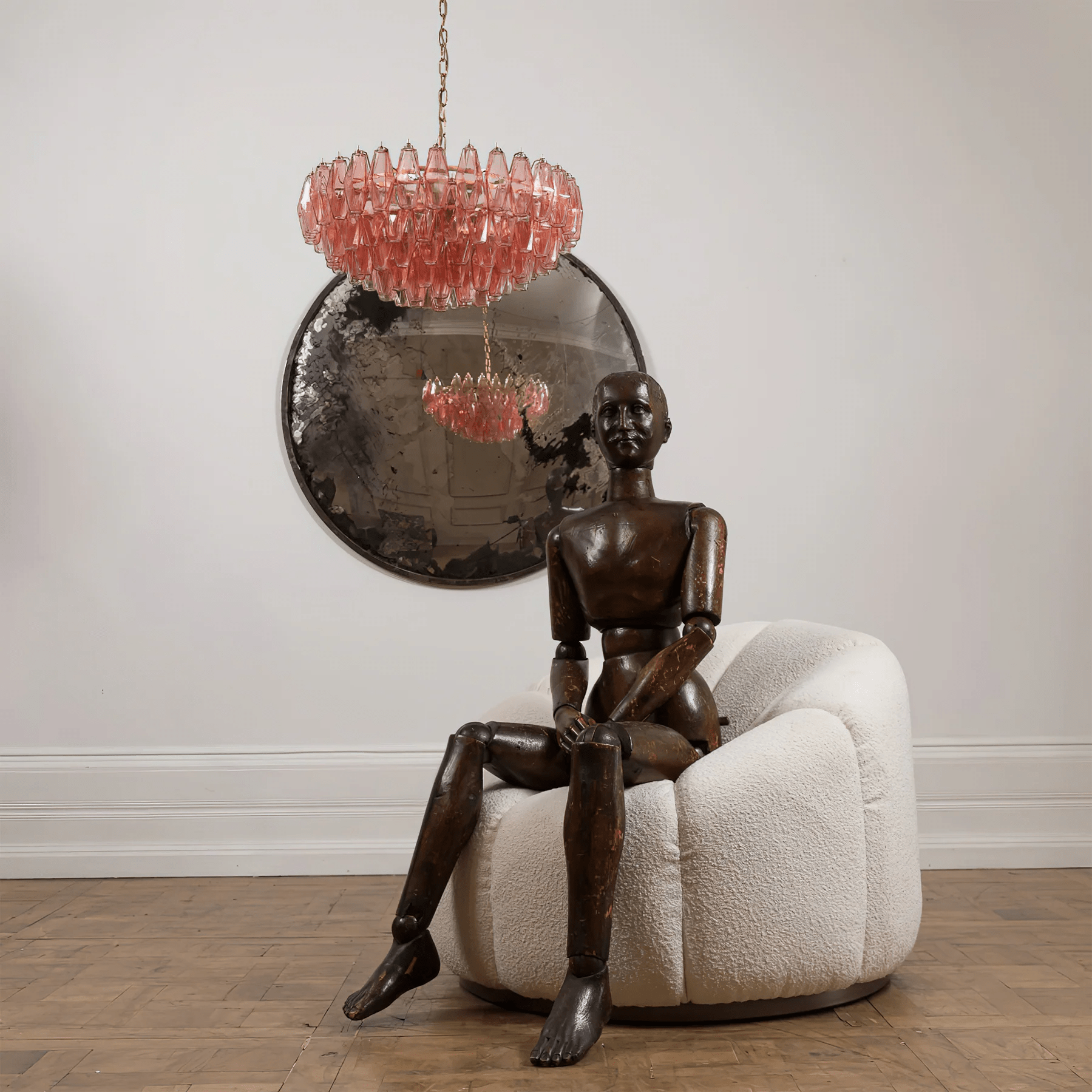 Aurora Chandelier Pink Polygon Glass Tiered Modern Artistic - Blowlighting