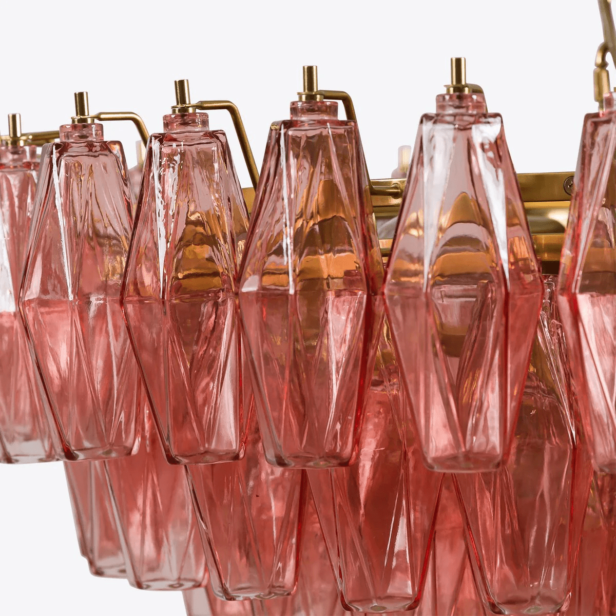Aurora Chandelier Pink Polygon Glass Tiered Modern Artistic - Blowlighting