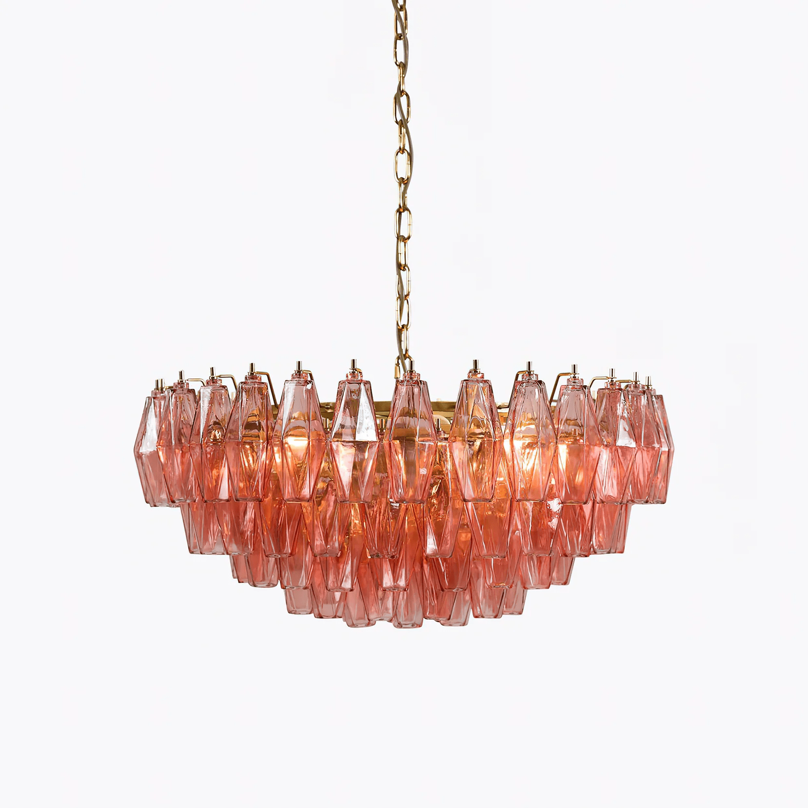 Aurora Chandelier Pink Polygon Glass Tiered Modern Artistic - Blowlighting