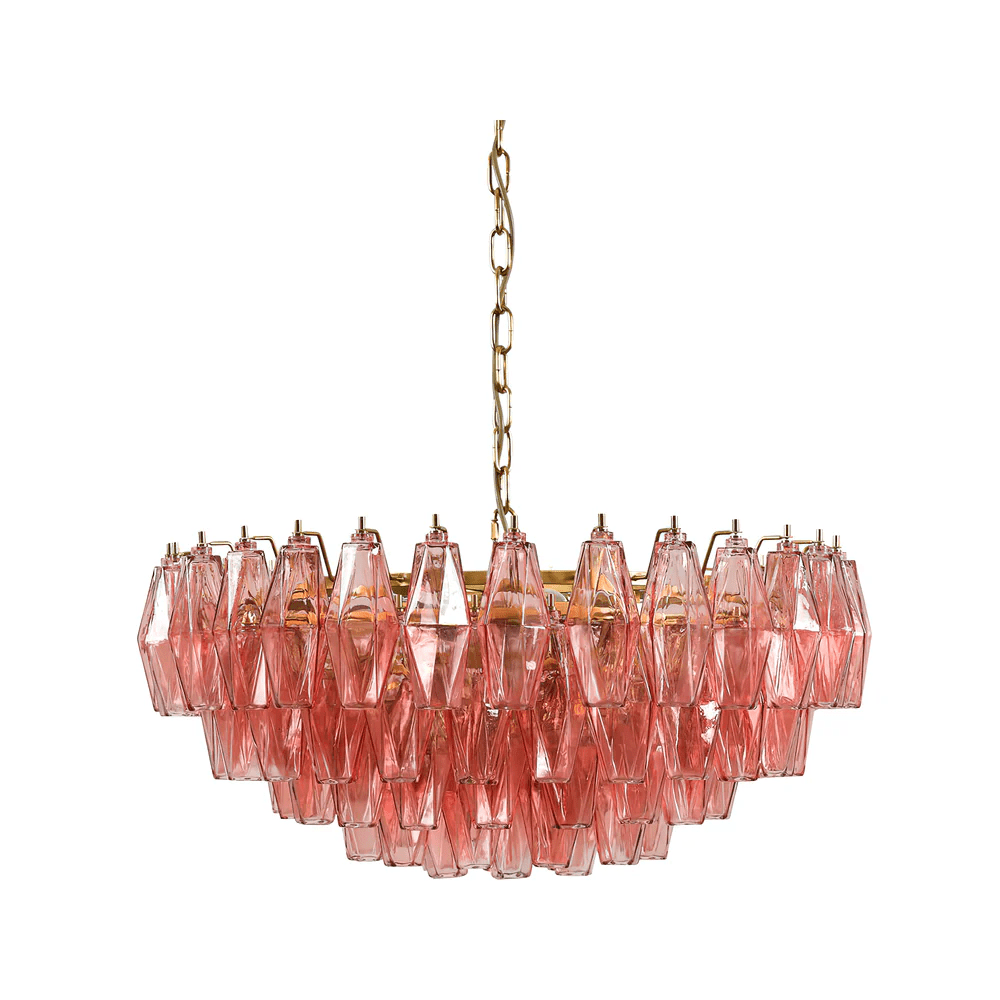 Aurora Chandelier Pink Polygon Glass Tiered Modern Artistic - Blowlighting