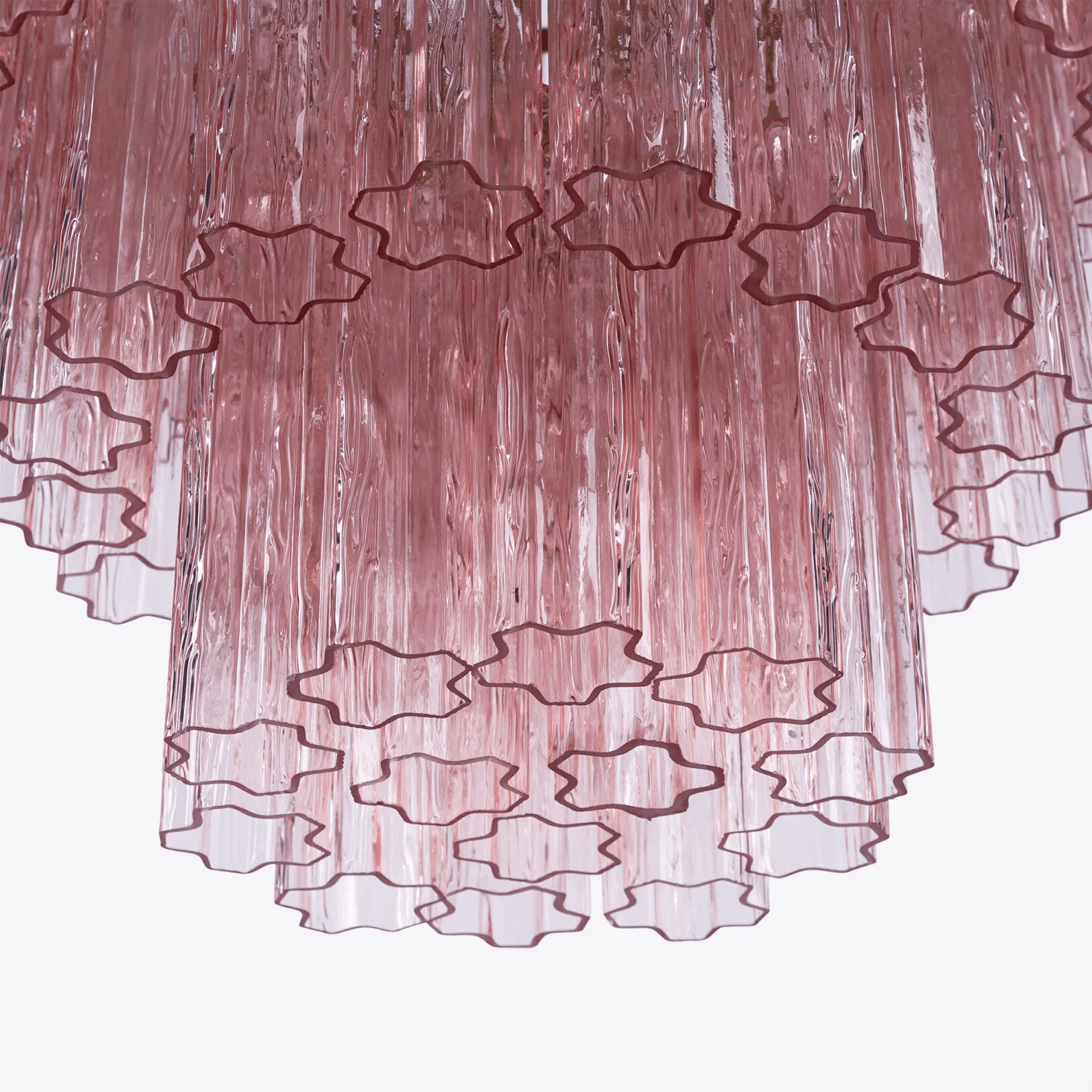 Aurora Chandelier Pink Prism Glass Layered Elegant - Blowlighting