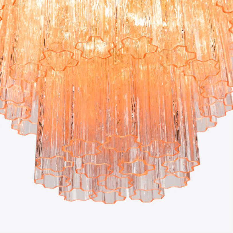Aurora Chandelier Pink Prism Glass Layered Elegant - Blowlighting