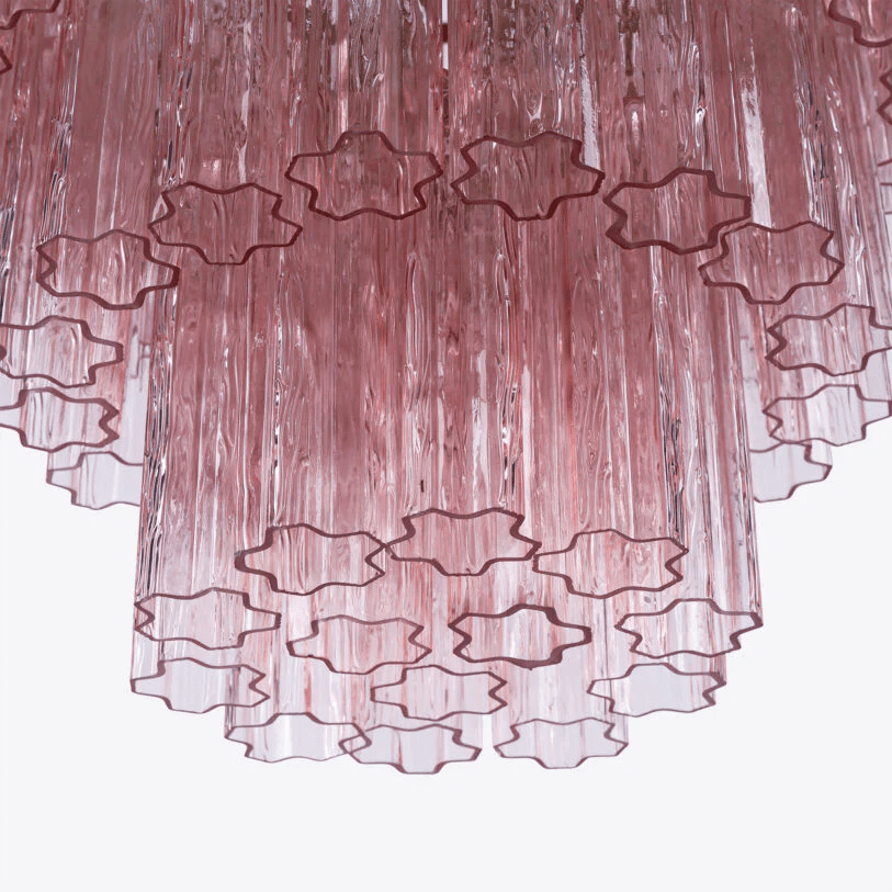 Aurora Chandelier Pink Prism Glass Layered Elegant - Blowlighting