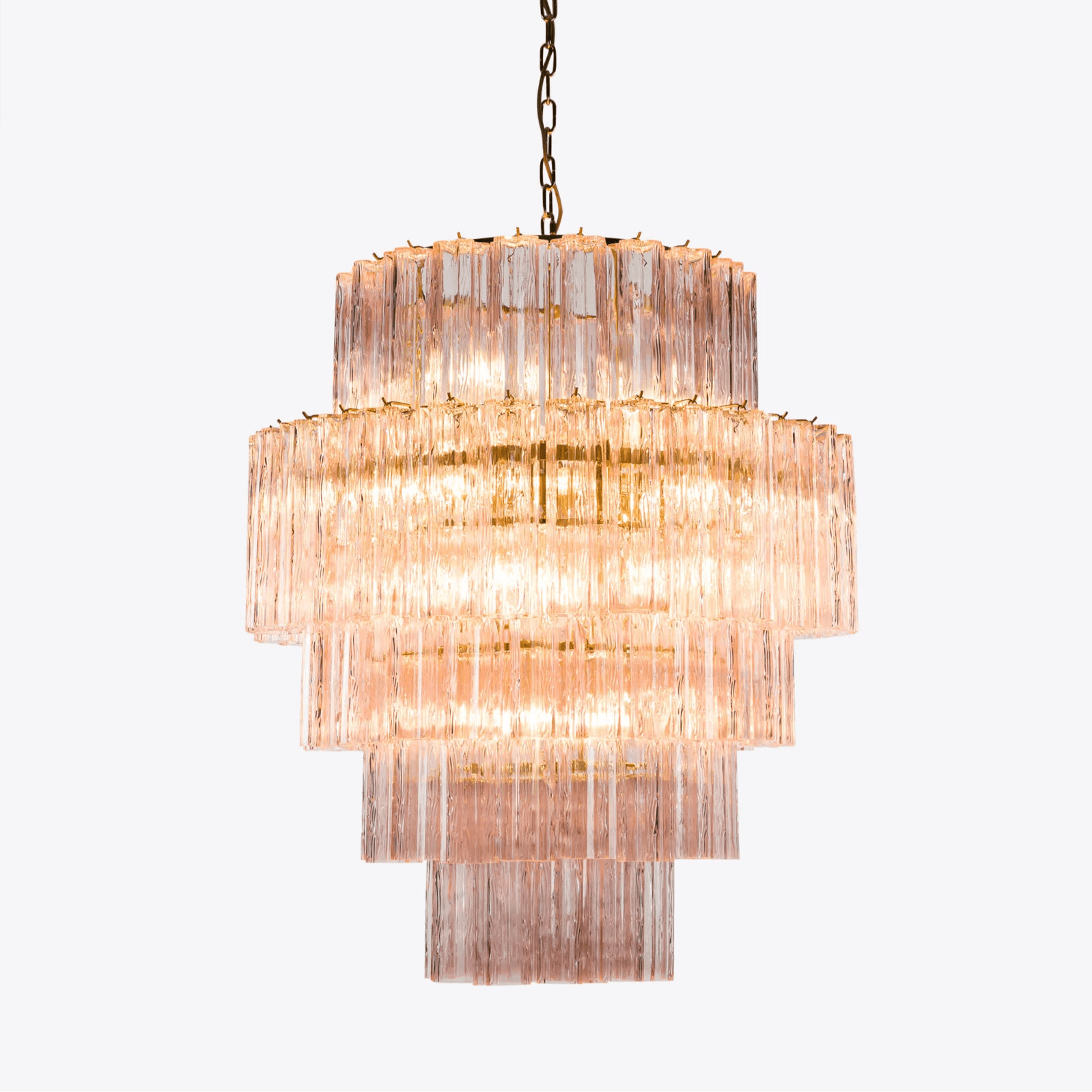 Aurora Chandelier Pink Prism Glass Layered Elegant - Blowlighting