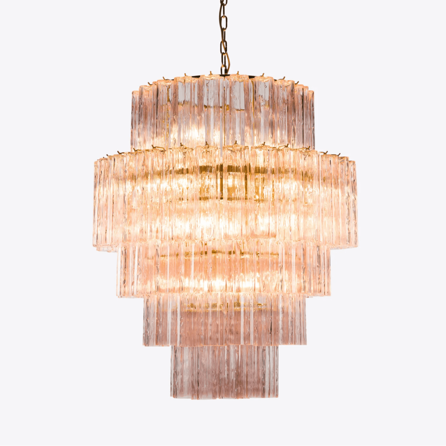 Aurora Chandelier Pink Prism Glass Layered Elegant - Blowlighting