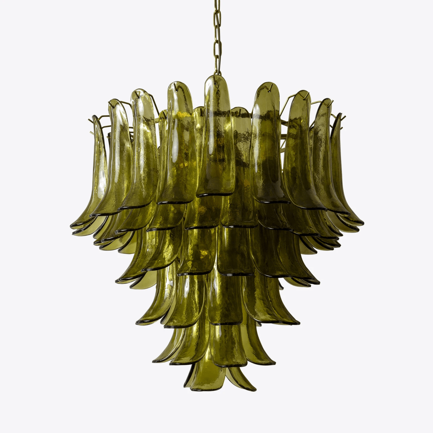 Aurora Chandelier Green Petal Glass Layered Natural - Blowlighting