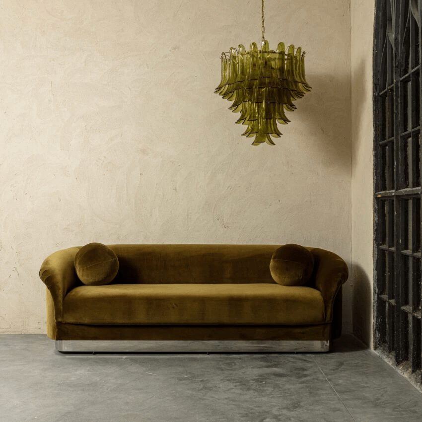 Aurora Chandelier Green Petal Glass Layered Natural - Blowlighting