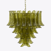 Aurora Chandelier Green Petal Glass Layered Natural - Blowlighting