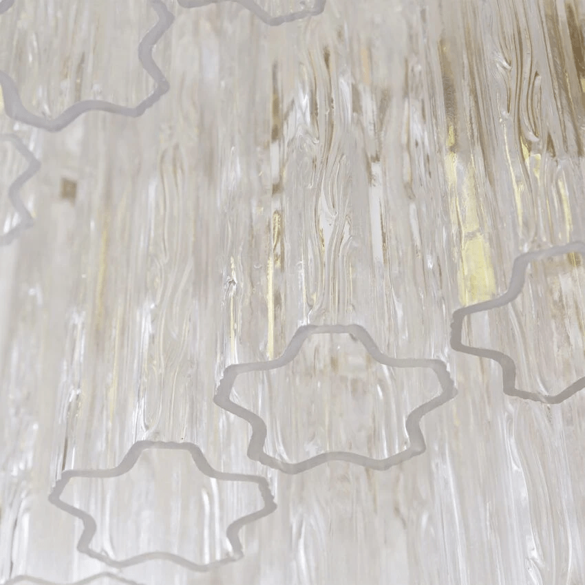 Aurora Chandelier Five Tier Fluted Glass Tube Mid Century - Blowlighting