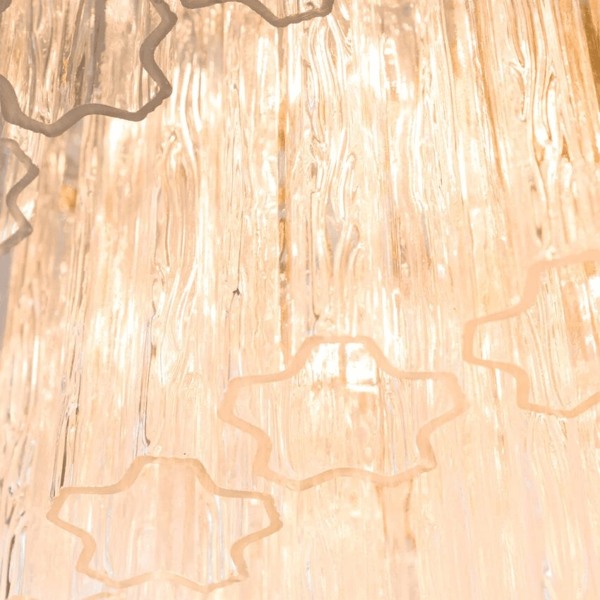 Aurora Chandelier Five Tier Fluted Glass Tube Mid Century - Blowlighting