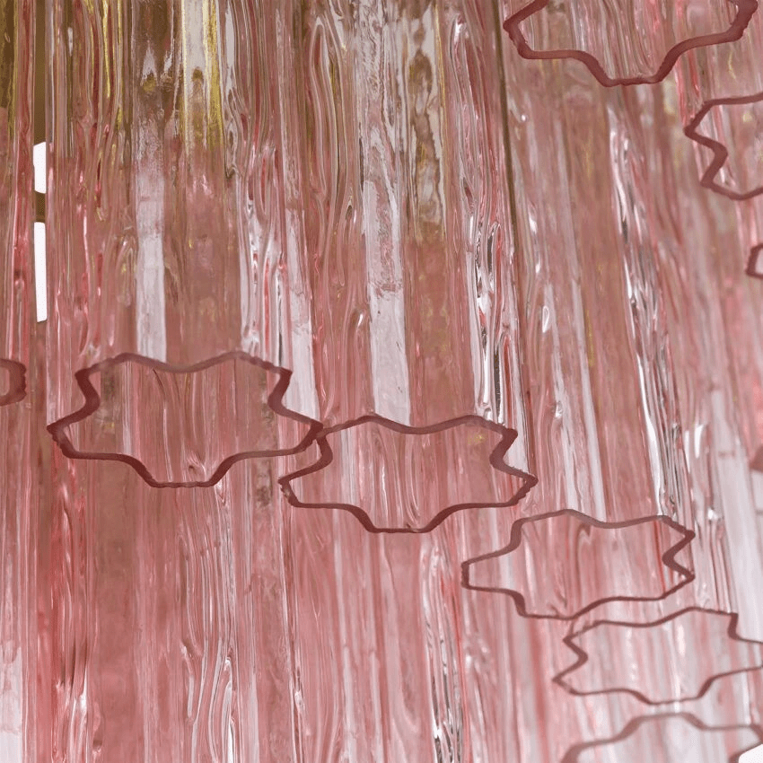 Aurora Chandelier Five Tier Fluted Glass Tube Mid Century - Blowlighting