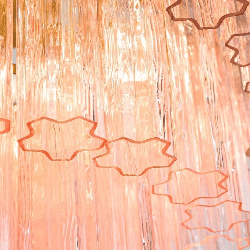 Aurora Chandelier Five Tier Fluted Glass Tube Mid Century - Blowlighting