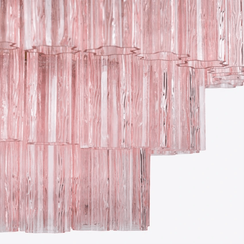 Aurora Chandelier Five Tier Fluted Glass Tube Mid Century - Blowlighting