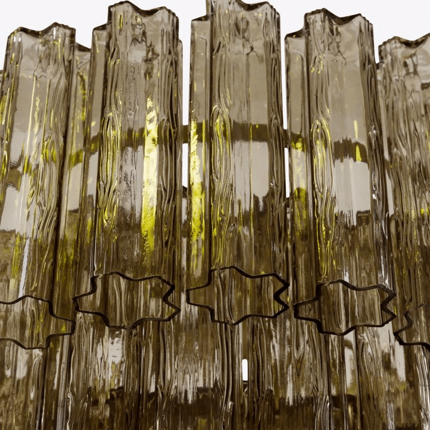 Aurora Chandelier Five Tier Fluted Glass Tube Mid Century - Blowlighting